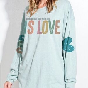 Oversized Long Sleeve God is Love Tshirt